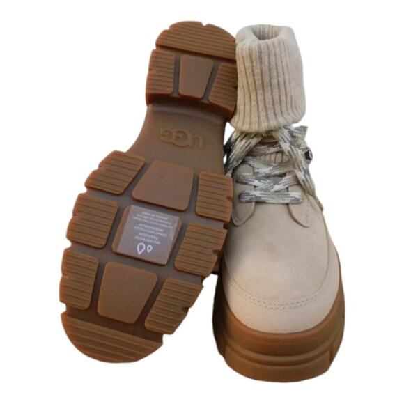 UGG ASHTON HIKER LACE UP MUSTARD SEED Lug Sole SUEDE WOMEN'S BOOTS SIZE 10 - Picture 6 of 12